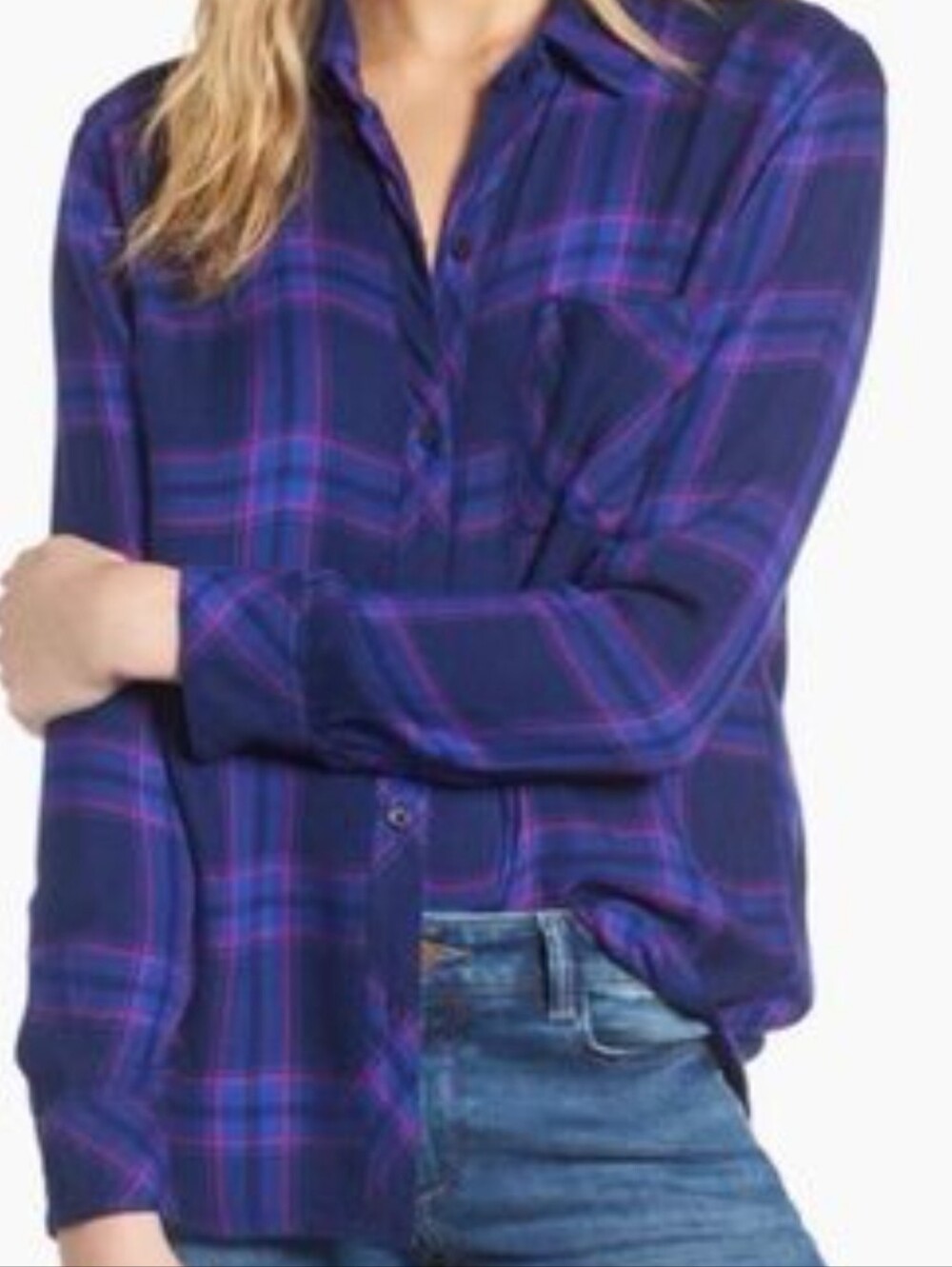 Rails Taitum Buttondown In Navy / Ultra Violet Long Sleeve Plaid Shirt Small